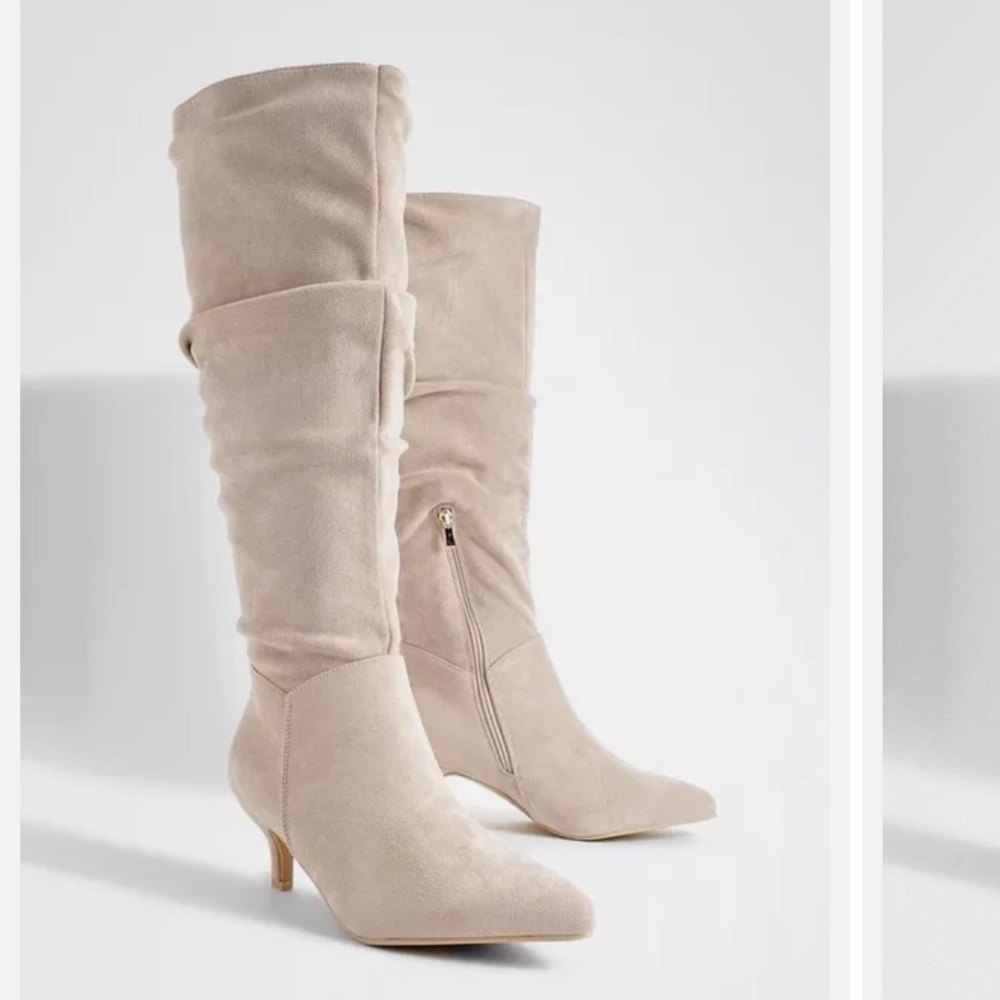 WORN ONCE - Good Quality Below Knee Pink Suede Stylish Dress Boots Size 6 Women